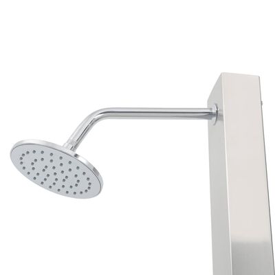 vidaXL Outdoor Shower with Tray WPC Stainless Steel, grey vidaXL Outdoor Shower with Tray WPC Stainless Steel