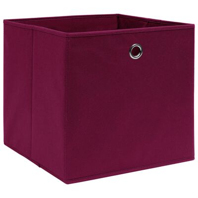 vidaXL Storage Boxes 4 pcs Non-woven Fabric 28x28x28 cm Dark Red, dark red vidaXL Storage Boxes 4 pcs Non-woven Fabric 28x28x28 cm Dark Red