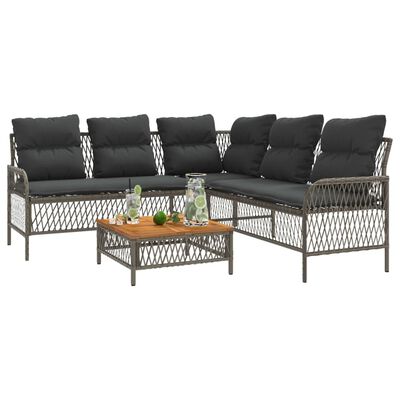 vidaXL 2 Piece Garden Sofa Set with Cushions Grey Poly Rattan