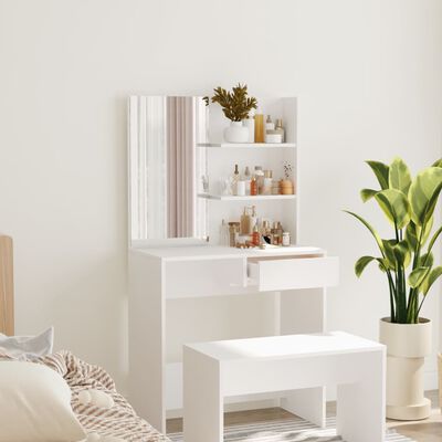 vidaXL Dressing Table with Mirror White 74.5x40x141 cm, white vidaXL Dressing Table with Mirror White 74.5x40x141 cm