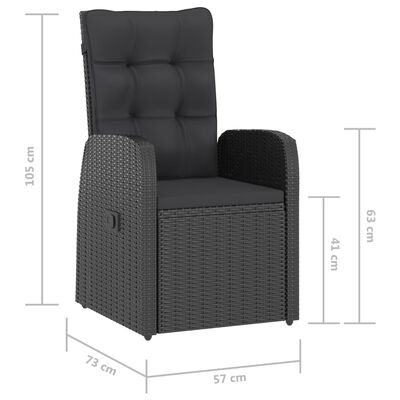 vidaXL 7 Piece Outdoor Dining Set with Cushions Poly Rattan Black
