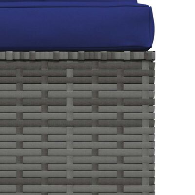 vidaXL Garden Middle Sofa with Cushions Grey Poly Rattan, grey and dark blue vidaXL Garden Middle Sofa with Cushions Grey Poly Rattan