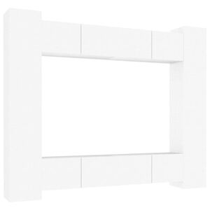 vidaXL 8 Piece TV Cabinet Set White Engineered Wood