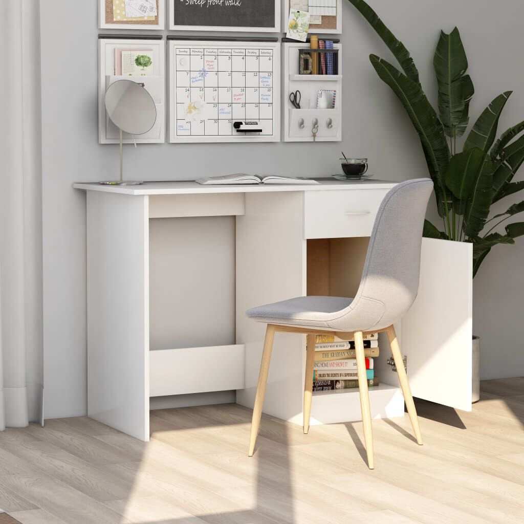 vidaXL Desk White 100x50x76 cm Engineered Wood