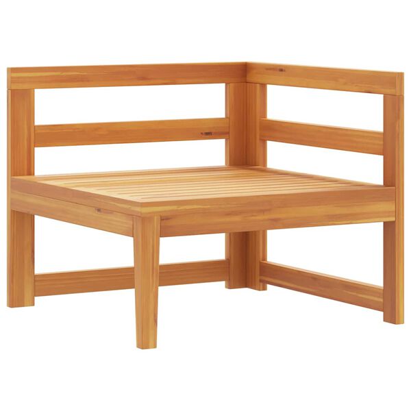 vidaXL Corner Sofa with Cream White Cushions Solid Acacia Wood