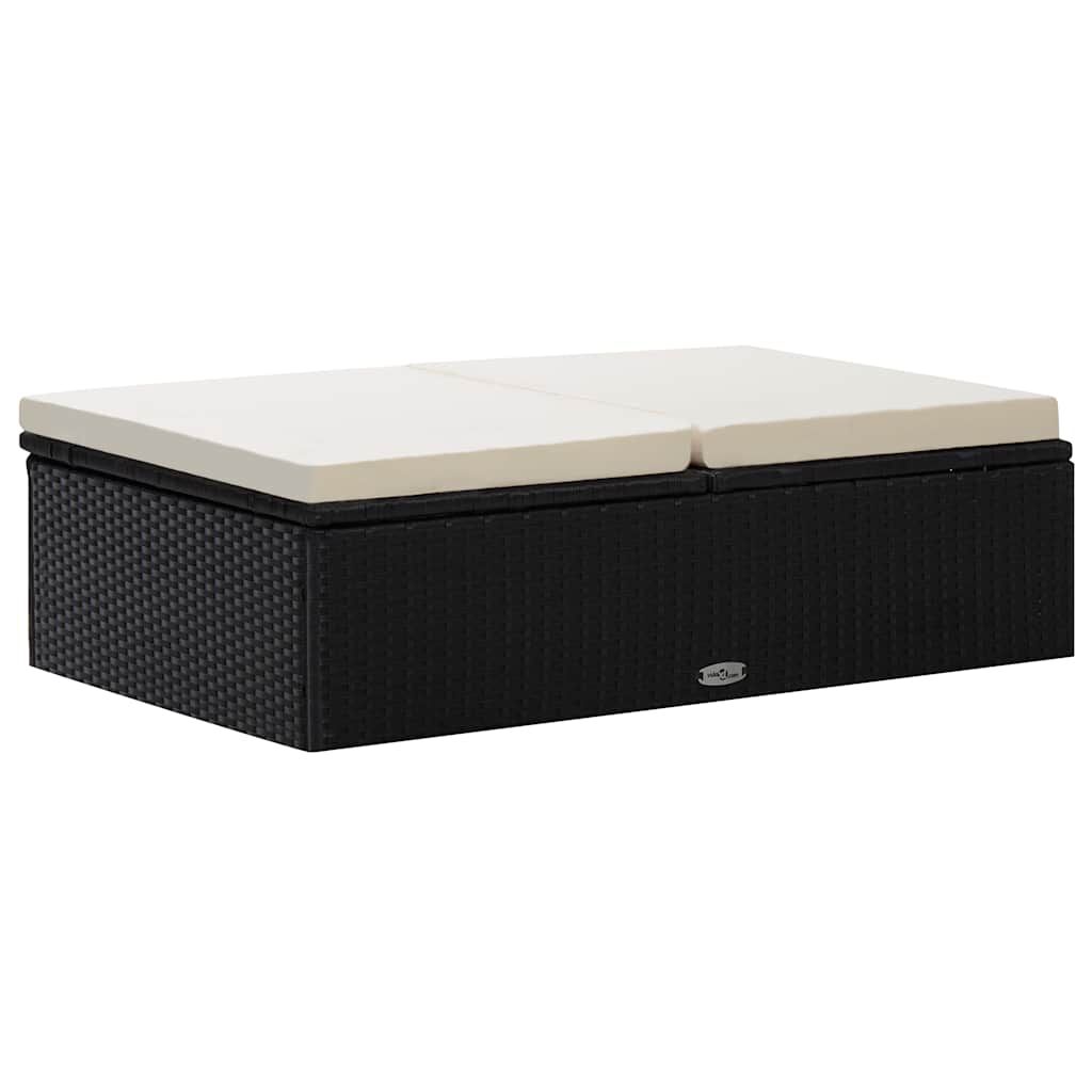 vidaXL 2 Piece Garden Lounge Set with Cushions Poly Rattan Black