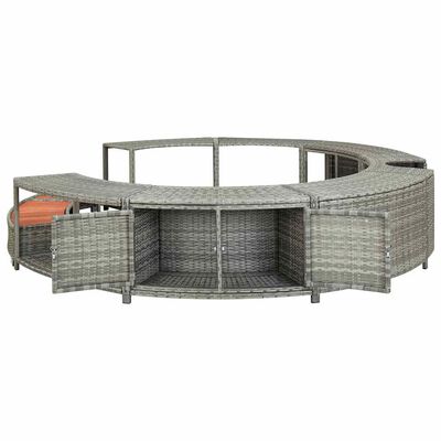 vidaXL Hot Tub Surround Grey Poly Rattan, grey vidaXL Hot Tub Surround Grey Poly Rattan