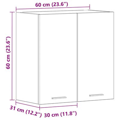 vidaXL Hanging Cabinet Concrete Grey 60x31x60 cm Engineered Wood, concrete grey vidaXL Hanging Cabinet Concrete Grey 60x31x60 cm Engineered Wood