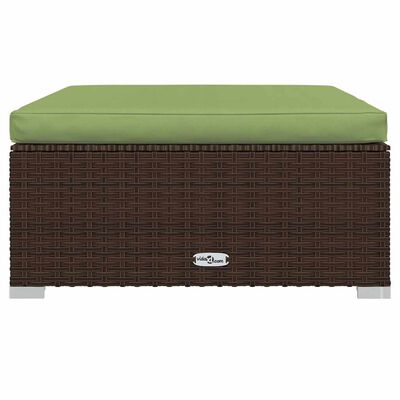 vidaXL Garden Footrest with Cushion Brown 70x70x30 cm Poly Rattan, brown and green vidaXL Garden Footrest with Cushion Brown 70x70x30 cm Poly Rattan