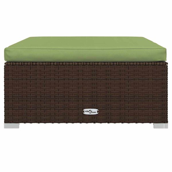 vidaXL Garden Footrest with Cushion Brown 70x70x30 cm Poly Rattan