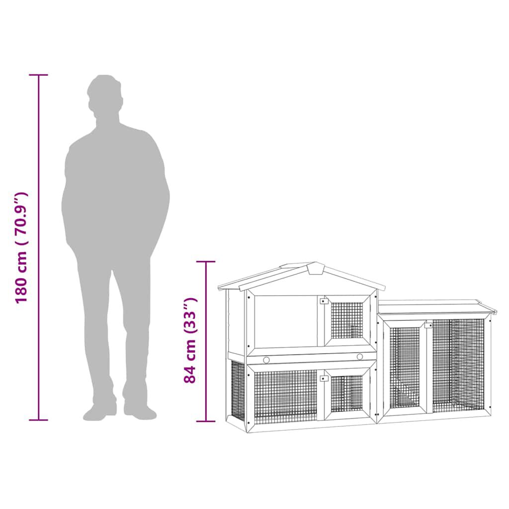 vidaXL Outdoor Large Rabbit Hutch Brown and White 145 x 45 x 84 Wood