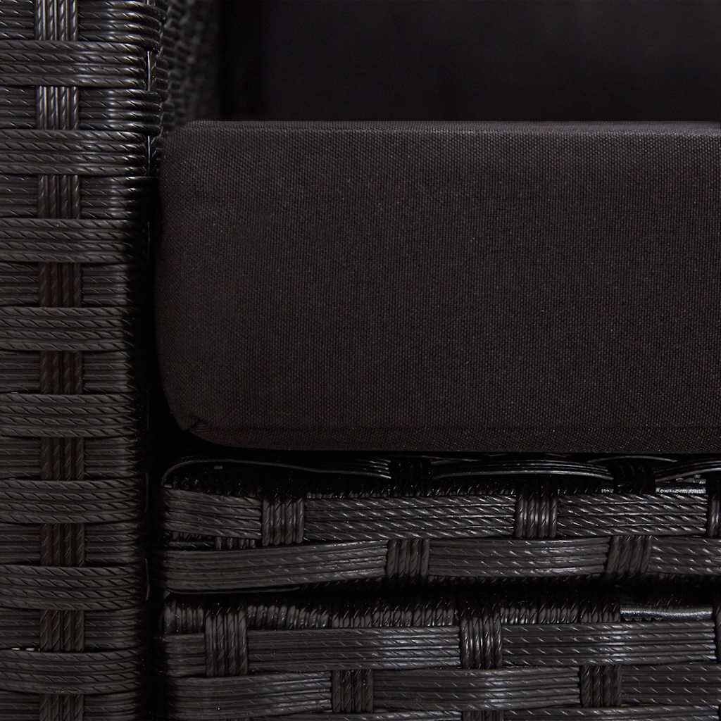 vidaXL 6 Piece Garden Sofa Set with Cushions Poly Rattan Black