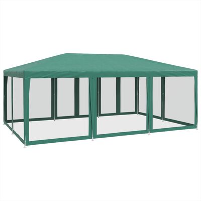 vidaXL Party Tent with 10 Mesh Sidewalls Green 6x4 m HDPE, green vidaXL Party Tent with 10 Mesh Sidewalls Green 6x4 m HDPE