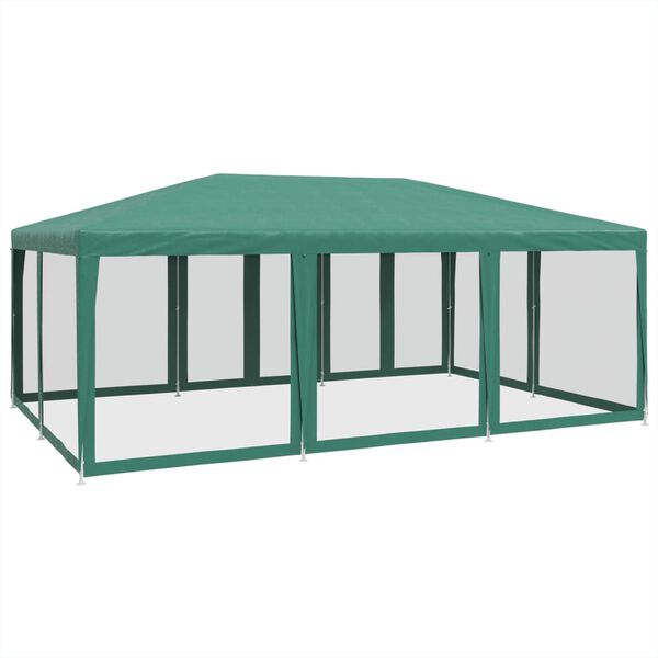 vidaXL Party Tent with 10 Mesh Sidewalls Green 6x4 m HDPE