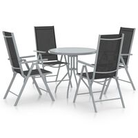 vidaXL 5 Piece Garden Dining Set Aluminium and Textilene Silver, silver vidaXL 5 Piece Garden Dining Set Aluminium and Textilene Silver