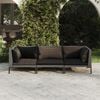 vidaXL 3 Piece Garden Lounge Set with Cushions Poly Rattan Dark Grey