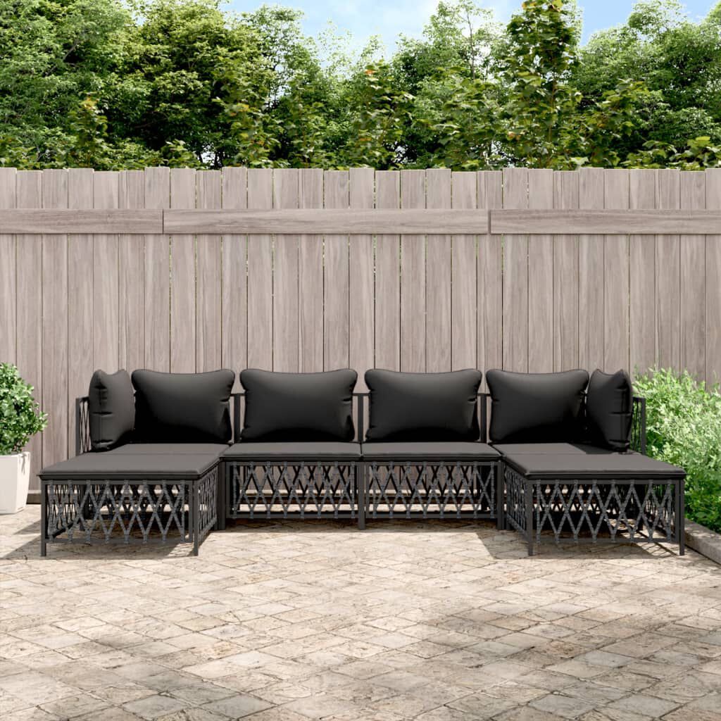 vidaXL 6 Piece Garden Lounge Set with Cushions Anthracite Steel