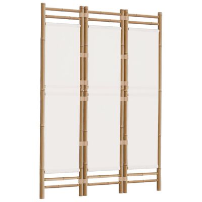 vidaXL Folding 3-Panel Room Divider 120 cm Bamboo and Canvas, cream white vidaXL Folding 3-Panel Room Divider 120 cm Bamboo and Canvas