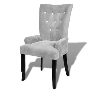 vidaXL Armchairs | Silver Velvet with Black Wood