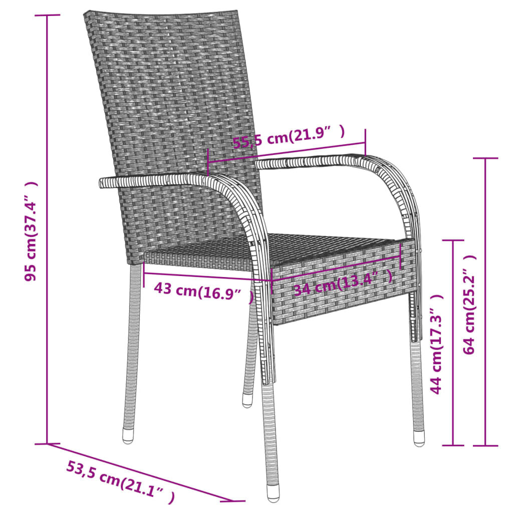 vidaXL 9 Piece Garden Dining Set Grey and Black