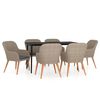 vidaXL 7 Piece Garden Dining Set with Cushions Brown