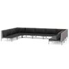vidaXL 9 Piece Garden Lounge Set with Cushions Poly Rattan Dark Grey