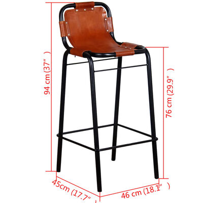 vidaXL Bar Stools 2 pcs Real Leather,  vidaXL Bar Stools 2 pcs Real Leather