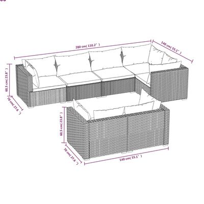 vidaXL 7 Piece Garden Lounge Set with Cushions Grey Poly Rattan, grey and anthracite vidaXL 7 Piece Garden Lounge Set with Cushions Grey Poly Rattan