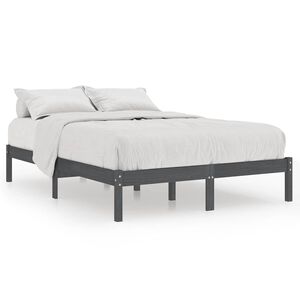vidaXL Bed Frame | Grey | Solid pinewood | 140x200 cm | Durable | Bed Frame
