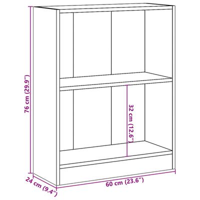 vidaXL Bookshelf Concrete Grey 60x24x76 cm Engineered Wood