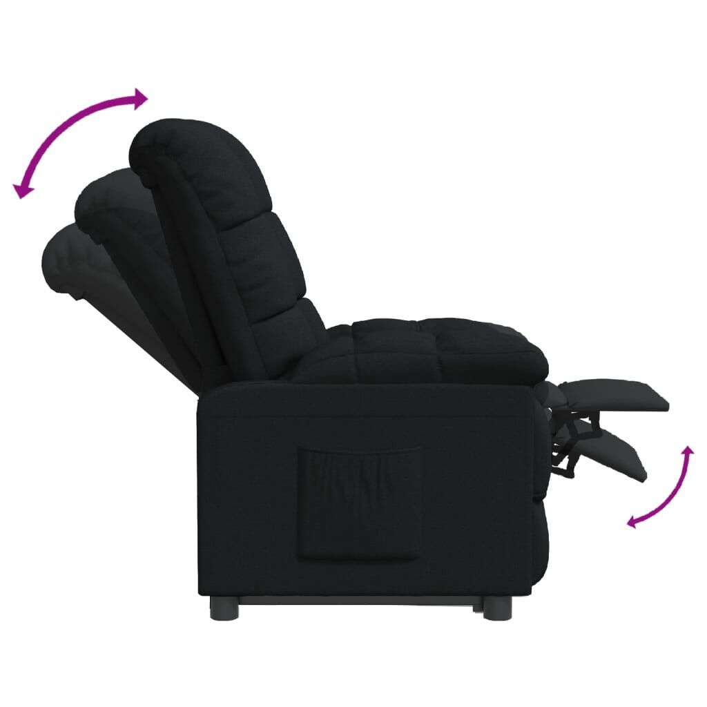 vidaXL Recliner Chair Black Fabric