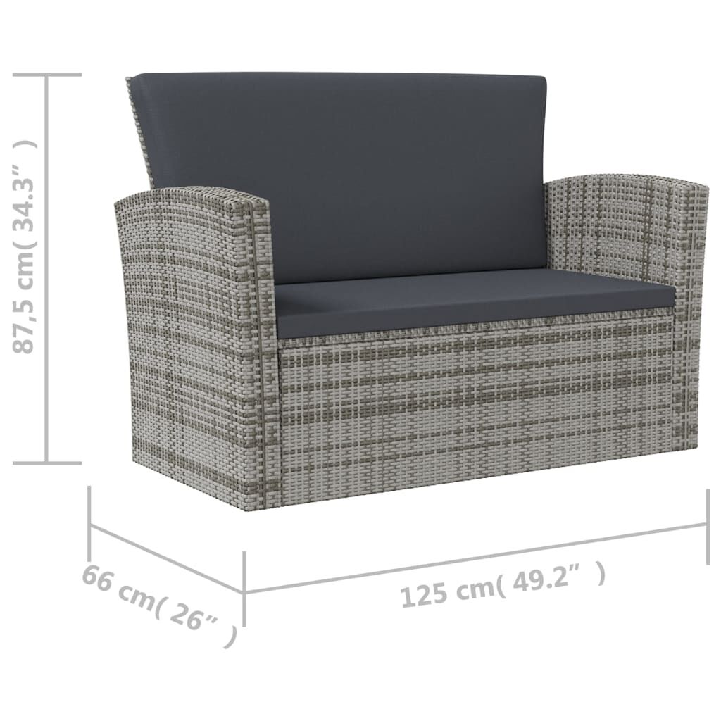 vidaXL 8 Piece Garden Lounge Set with Cushions Poly Rattan Grey