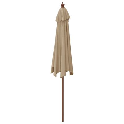 vidaXL Garden Parasol with Wooden Pole Taupe 299x240 cm, taupe vidaXL Garden Parasol with Wooden Pole Taupe 299x240 cm