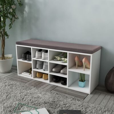 Shoe Storage Bench 10 Compartments White, white Shoe Storage Bench 10 Compartments White