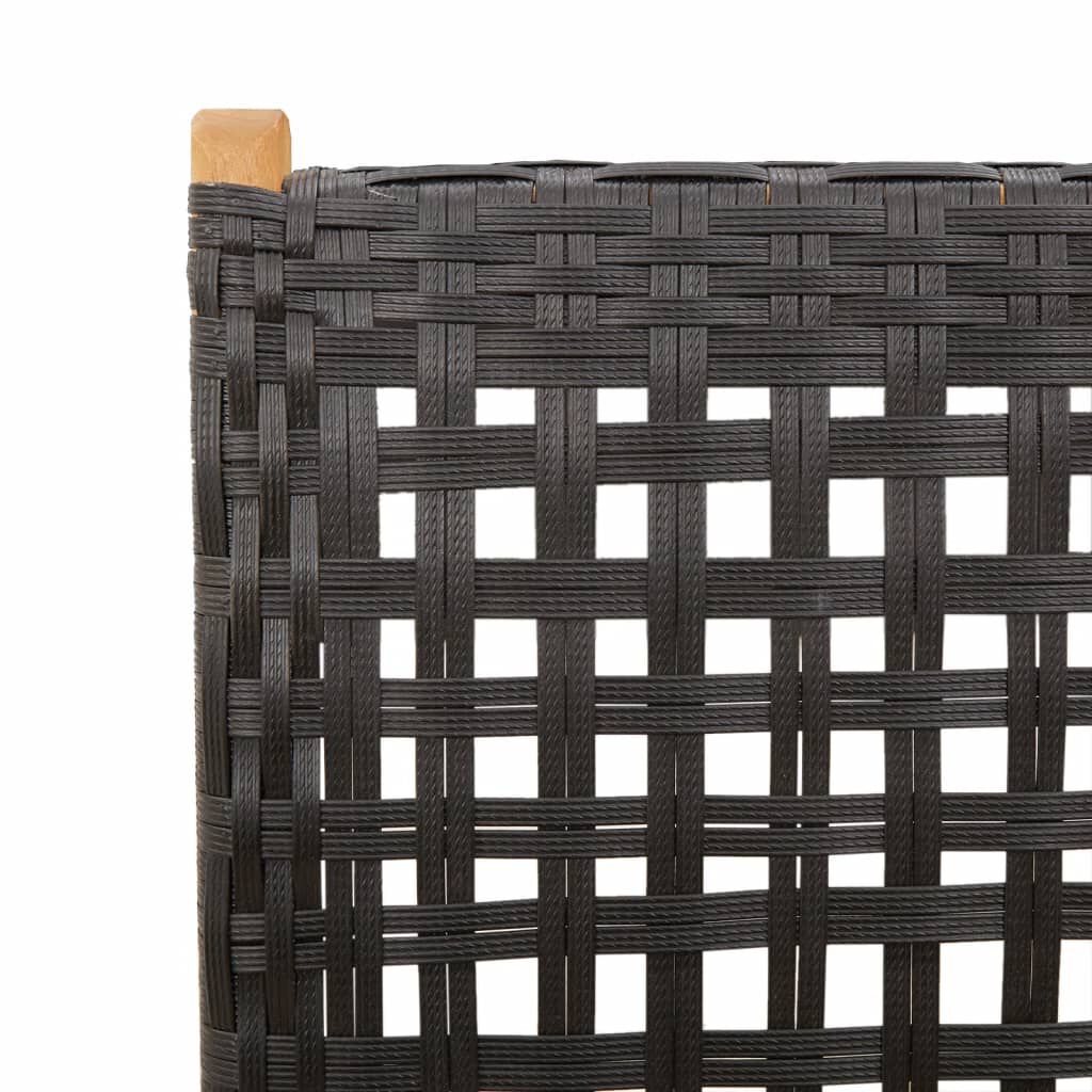 vidaXL 7 Piece Garden Dining Set Black Poly Rattan and Solid Wood