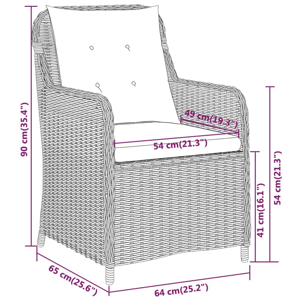 vidaXL 3 Piece Garden Dining Set Black