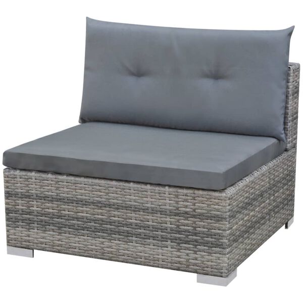 vidaXL 10 Piece Garden Lounge Set with Cushions Poly Rattan Grey