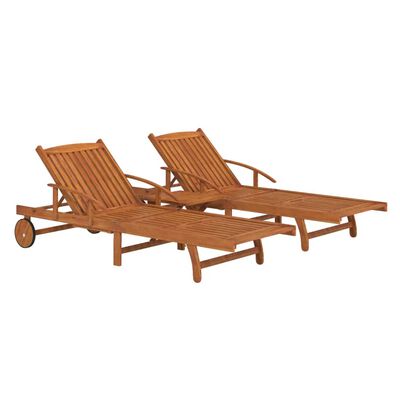 vidaXL 2 Piece Sunlounger Set with Table Solid Wood Acacia,  vidaXL 2 Piece Sunlounger Set with Table Solid Wood Acacia