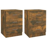 vidaXL Bedside Cabinets 2 pcs Smoked Oak 38x35x56 cm Engineered Wood, smoked oak vidaXL Bedside Cabinets 2 pcs Smoked Oak 38x35x56 cm Engineered Wood