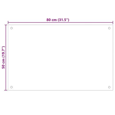 vidaXL Kitchen Backsplash Transparent 80 x 50 cm Tempered Glass, Transparent vidaXL Kitchen Backsplash Transparent 80 x 50 cm Tempered Glass