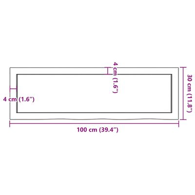 vidaXL Wall Shelf Light Brown 100x30x(2-4) cm Treated Solid Wood Oak