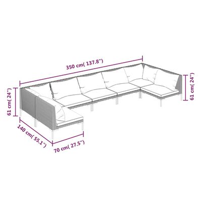 vidaXL 7 Piece Garden Lounge Set with Cushions Poly Rattan Dark Grey,  vidaXL 7 Piece Garden Lounge Set with Cushions Poly Rattan Dark Grey