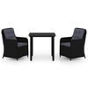 vidaXL 3 Piece Garden Dining Set Black