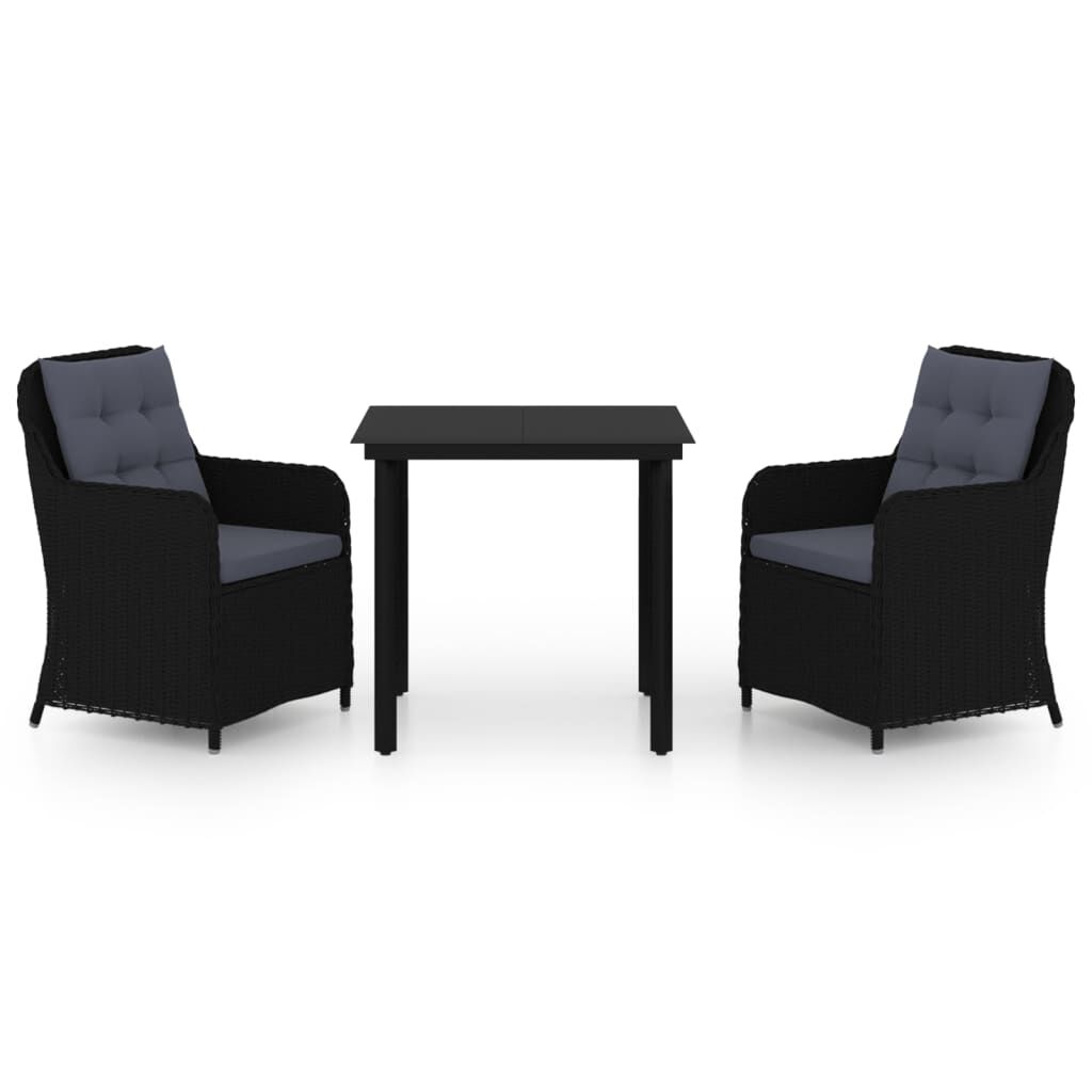 vidaXL 3 Piece Garden Dining Set Black