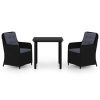 vidaXL 3 Piece Garden Dining Set Black