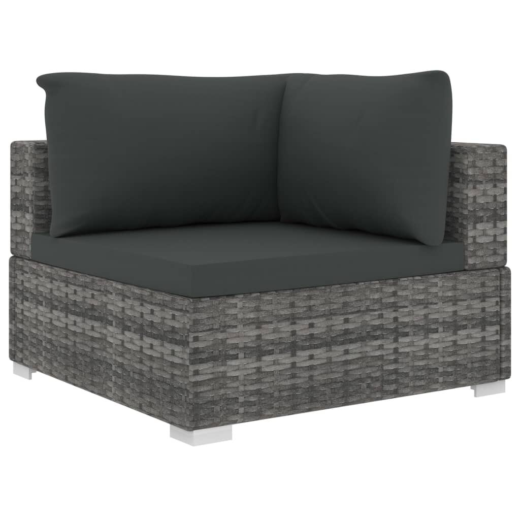 vidaXL 5 Piece Garden Lounge Set with Cushions Poly Rattan Grey