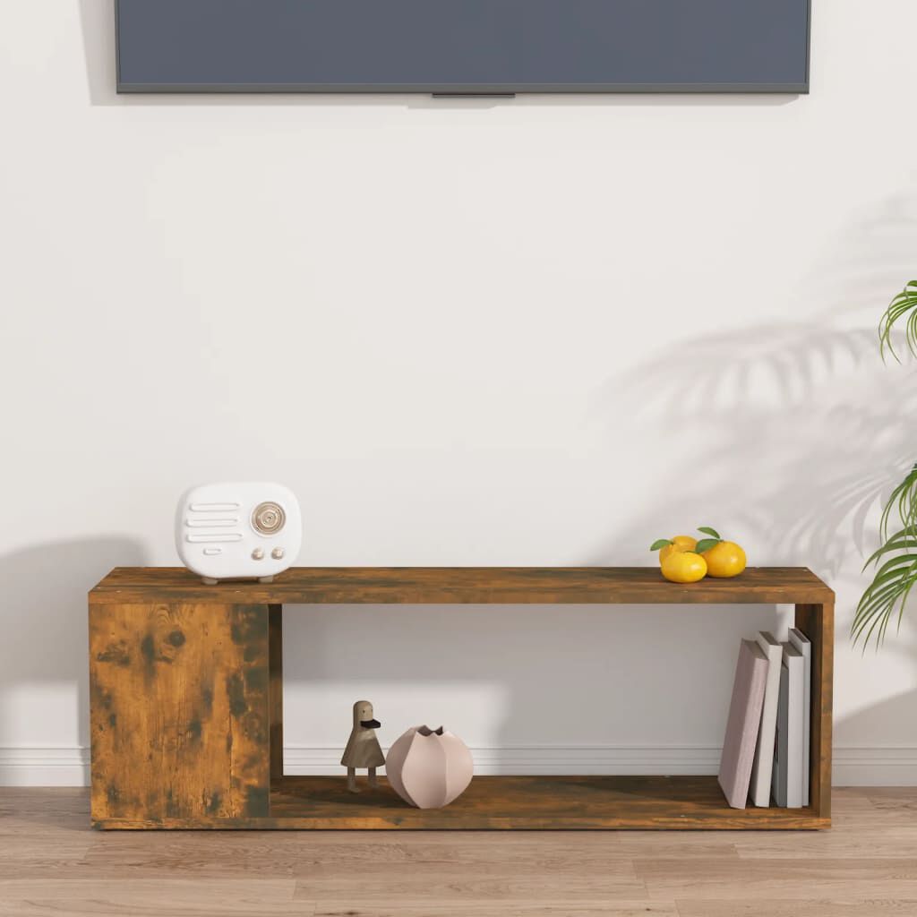 vidaXL TV Cabinet Smoked Oak 100x24x32 cm Engineered Wood
