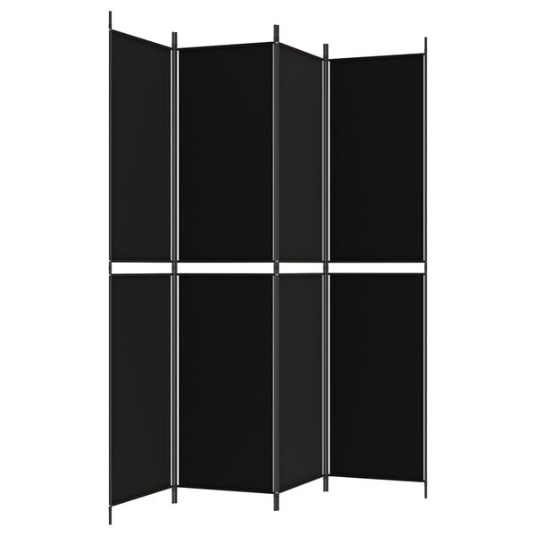 vidaXL 4-Panel Room Divider Black 200x220 cm Fabric