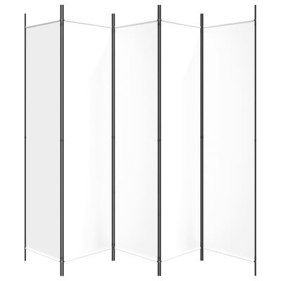 vidaXL 5-Panel Room Divider White 250x200 cm Fabric, white vidaXL 5-Panel Room Divider White 250x200 cm Fabric