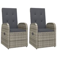 vidaXL Reclining Garden Chairs 2 pcs with Cushions Poly Rattan Grey, dark grey vidaXL Reclining Garden Chairs 2 pcs with Cushions Poly Rattan Grey